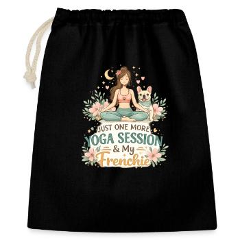 Séance de yoga avec mon bouledogue français Frenchie - Sac cadeau 40 x 50 cm - noir - Devant