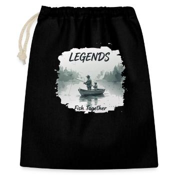 Légendes de la pêche Père Fils - Sac cadeau 40 x 50 cm - noir - Devant