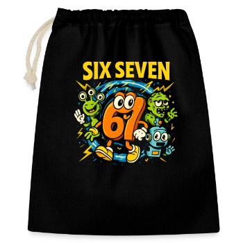 Six Seven 67 Italian Brainrot Nerd Humour Drôle - Sac cadeau 40 x 50 cm - noir - Devant