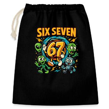 Six Seven 67 Italian Brainrot Nerd Humour Drôle - Sac cadeau 40 x 50 cm - noir - Devant