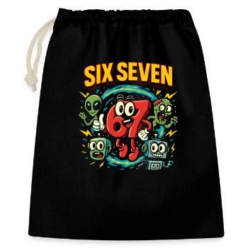 Six Seven 67 Italian Brainrot Nerd Humour Drôle - Sac cadeau 40 x 50 cm - noir - Devant