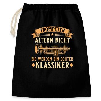 Trompeter altern nicht - Echter Klassiker Musiker - Geschenkbeutel aus Baumwolle (40 x 50 cm) - Schwarz - Vorne