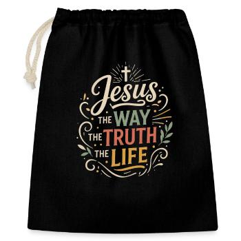 Verset biblique de Jésus, La voie de la vérité, la vie - Sac cadeau 40 x 50 cm - noir - Devant