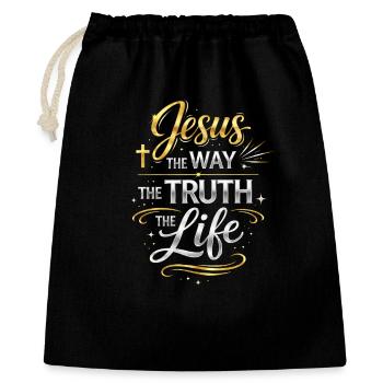Verset biblique de Jésus, La voie de la vérité, la vie - Sac cadeau 40 x 50 cm - noir - Devant