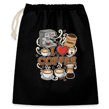 I Love Coffee Barista - Geschenkbeutel aus Baumwolle (40 x 50 cm) - Schwarz - Vorne
