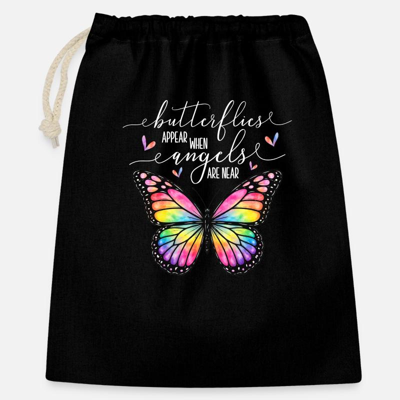 Graphique inspirant de fan papillon - Sac cadeau 40 x 50 cm - noir