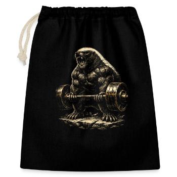 Honigdachs Honey Badger Tier - Geschenkbeutel aus Baumwolle (40 x 50 cm) - Schwarz - Vorne