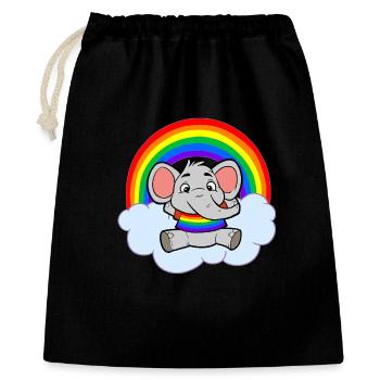Nuage arc-en-ciel Bébé Éléphant Coloré - Sac cadeau 40 x 50 cm - noir - Devant