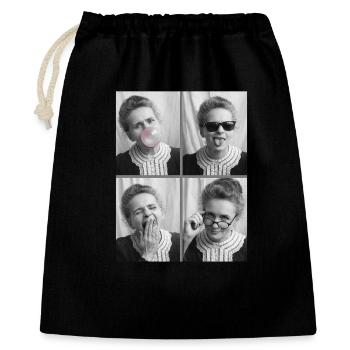 Marie Curie Fotostreifen - Geschenkbeutel aus Baumwolle (40 x 50 cm) - Schwarz - Vorne