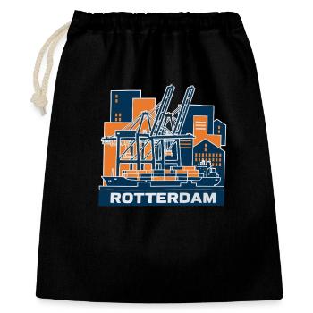 Rotterdam Hafen Kran Containerschiff - Geschenkbeutel aus Baumwolle (40 x 50 cm) - Schwarz - Vorne