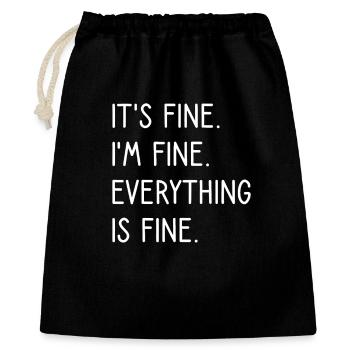 Everything Is Fine Typography Quote - Gift Bag 40 x 50 cm - black - Front