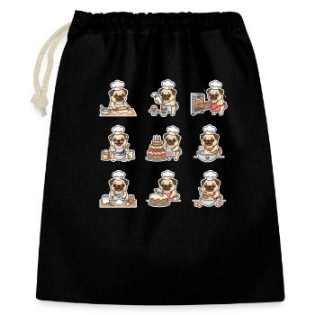 Drôle de Pug Baecker, pâtissier - Sac cadeau 40 x 50 cm - noir - Devant