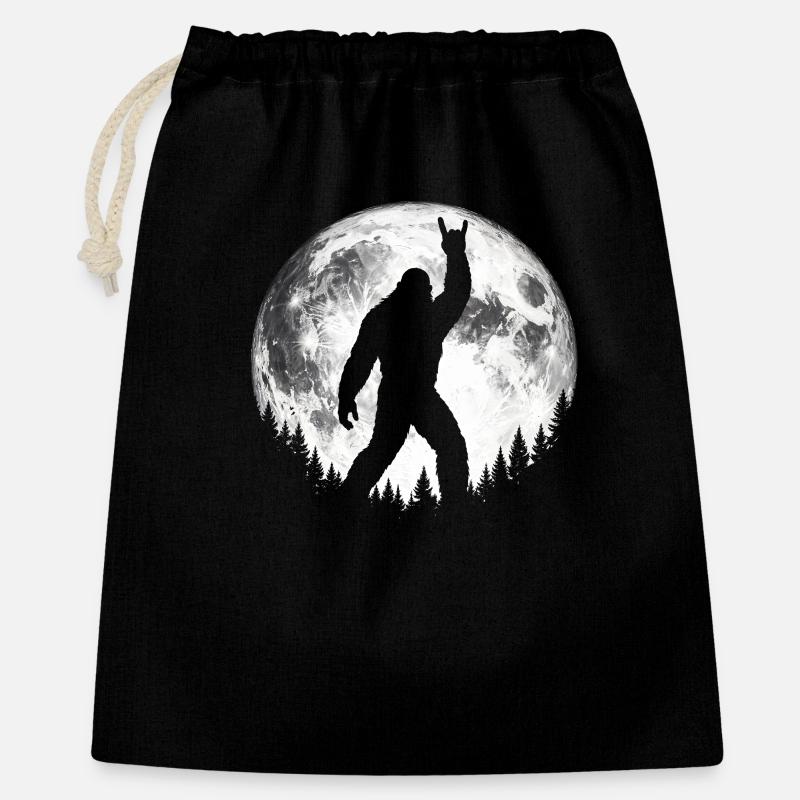Bigfoot Rock Auf Schild Sasquatch Yeti Moon - Geschenkbeutel aus Baumwolle (40 x 50 cm) - Schwarz