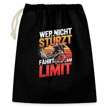  Wer Nicht Stürzt Fährt Am Limit Mountainbike - Geschenkbeutel aus Baumwolle (40 x 50 cm) - Schwarz - Vorne