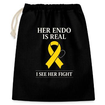 Endometriose-bewusstsein Endo Warrior - Geschenkbeutel aus Baumwolle (40 x 50 cm) - Schwarz - Vorne