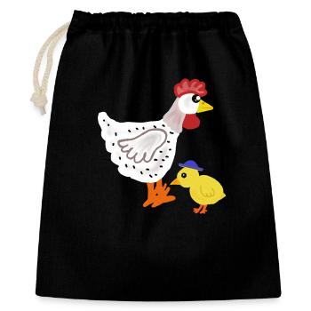 Poulet coloré avec poussins enfants de Pâques - Sac cadeau 40 x 50 cm - noir - Devant