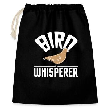 Bird Whisperer Logo Abschlag - Geschenkbeutel aus Baumwolle (40 x 50 cm) - Schwarz - Vorne