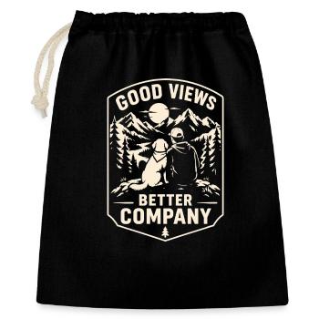 Gute Ausblicke: Besseres Firmenhund-Wanderdesign - Geschenkbeutel aus Baumwolle (40 x 50 cm) - Schwarz - Vorne