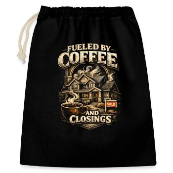 Immobilienmakler Makler Coffee And Closings - Geschenkbeutel aus Baumwolle (40 x 50 cm) - Schwarz - Vorne
