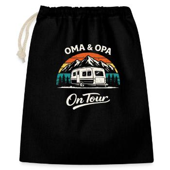 Oma & Opa On Tour Camping Shirt Wohnwagen - Geschenkbeutel aus Baumwolle (40 x 50 cm) - Schwarz - Vorne