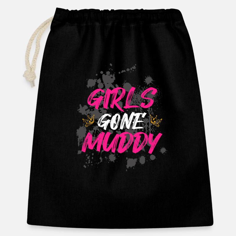 Les filles devenues boueuses Schlammlauf Course boueuse - Sac cadeau 40 x 50 cm - noir