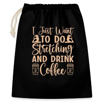 Le yoga veut juste s’étirer et boire du café drôle - Sac cadeau 40 x 50 cm - noir - Devant