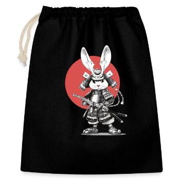Samurai Rabbit in Armor with Katana - Gift Bag 40 x 50 cm - black - Front