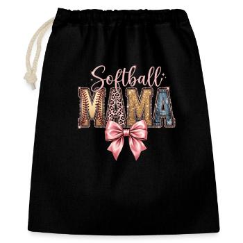 Softball Mama Coquette Leopard Bow - Geschenkbeutel aus Baumwolle (40 x 50 cm) - Schwarz - Vorne