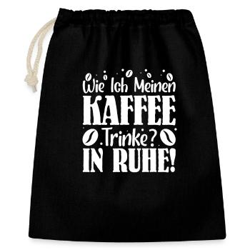 kaffee Spruch Kaffeetrinker kaffeeliebhaber - Geschenkbeutel aus Baumwolle (40 x 50 cm) - Schwarz - Vorne