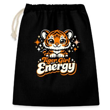 Tiger Girl Energy - Geschenkbeutel aus Baumwolle (40 x 50 cm) - Schwarz - Vorne