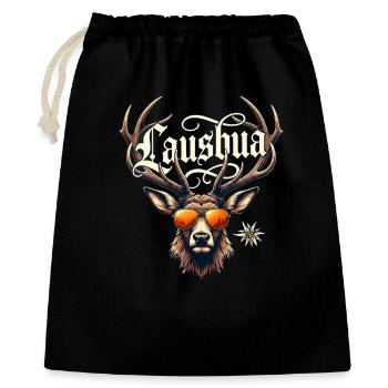 Tracht Herren Lausbua Shirt Kinder Trachtenshirt - Geschenkbeutel aus Baumwolle (40 x 50 cm) - Schwarz - Vorne