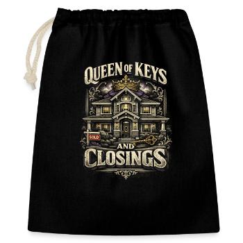 Immobilienmakler Makler Queen Of Keys And Closings - Geschenkbeutel aus Baumwolle (40 x 50 cm) - Schwarz - Vorne