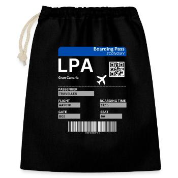 Idée de billet d’avion pour vacances à Gran Canaria aux îles Canaries - Sac cadeau 40 x 50 cm - noir - Devant