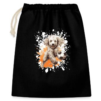 Pudel Hund Fussball Team - Geschenkbeutel aus Baumwolle (40 x 50 cm) - Schwarz - Vorne