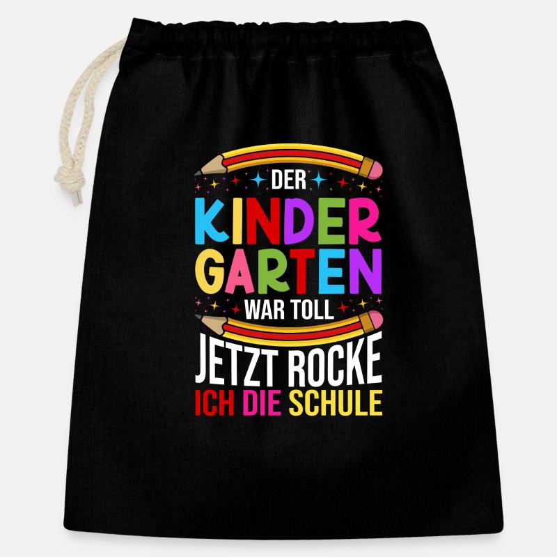 Kita Erste Klasse Schüler Kindergarten - Geschenkbeutel aus Baumwolle (40 x 50 cm) - Schwarz