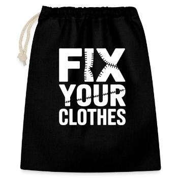 Fix Your Clothes Sichtbare Reparatur - Geschenkbeutel aus Baumwolle (40 x 50 cm) - Schwarz - Vorne