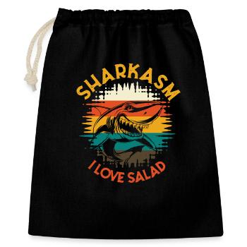 Sharkasm I Love Salad Retro Hai Humor - Geschenkbeutel aus Baumwolle (40 x 50 cm) - Schwarz - Vorne