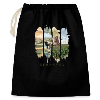 Voyage de vacances au Nebraska – Vaste et motif prairie - Sac cadeau 40 x 50 cm - noir - Devant