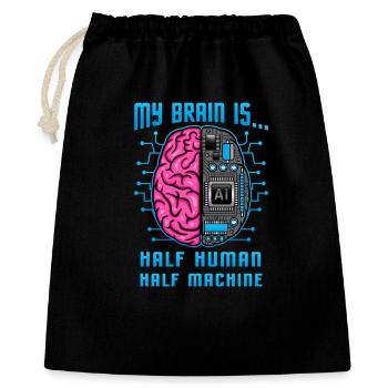 Half Human Half Machine Brain AI Graphic - Gift Bag 40 x 50 cm - black - Front