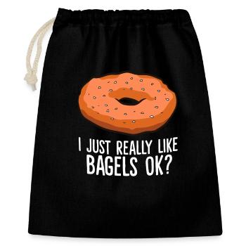 T-shirt Bagel Humor Cartoon - Sac cadeau 40 x 50 cm - noir - Devant