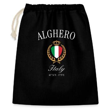 Alghero Italien Wappen Krone – Reise Souvenir - Geschenkbeutel aus Baumwolle (40 x 50 cm) - Schwarz - Vorne
