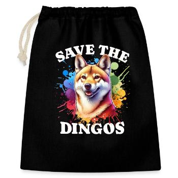 Australischer Wildhund Save Dingo - Geschenkbeutel aus Baumwolle (40 x 50 cm) - Schwarz - Vorne