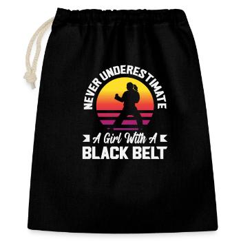 Fille Retro ceinture noire de Karaté Arts Martiaux - Sac cadeau 40 x 50 cm - noir - Devant
