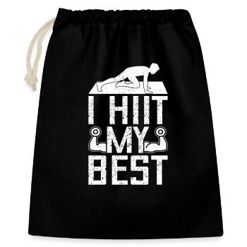 Accros à la salle de sport, je pratique mon meilleur fitness de calistnique - Sac cadeau 40 x 50 cm - noir - Devant