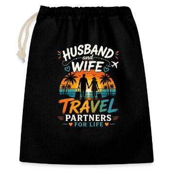 Partenaires de voyage mari et femme - Sac cadeau 40 x 50 cm - noir - Devant
