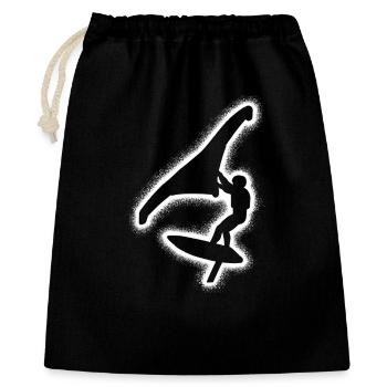 Wing Surf Wingsurfen Kinder Jungen Herren Wingfoil - Geschenkbeutel aus Baumwolle (40 x 50 cm) - Schwarz - Vorne
