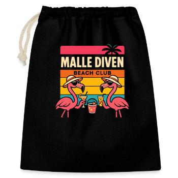 Malle Diven Beach Club Flamingo Mallorca Party  - Geschenkbeutel aus Baumwolle (40 x 50 cm) - Schwarz - Vorne