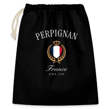Couronne des armoiries de Perpignan France – Souvenir de voyage - Sac cadeau 40 x 50 cm - noir - Devant