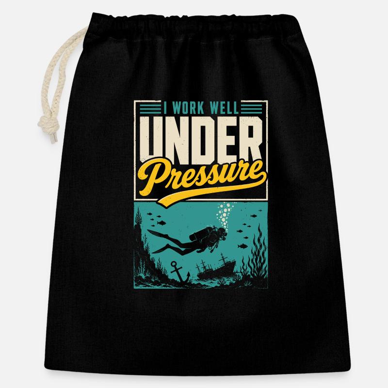 Taucher Under Pressure Diving Shirt - Geschenkbeutel aus Baumwolle (40 x 50 cm) - Schwarz