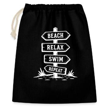 Plage, détente, baignade, renouveler, panneau de signalisation vacances d’été - Sac cadeau 40 x 50 cm - noir - Devant